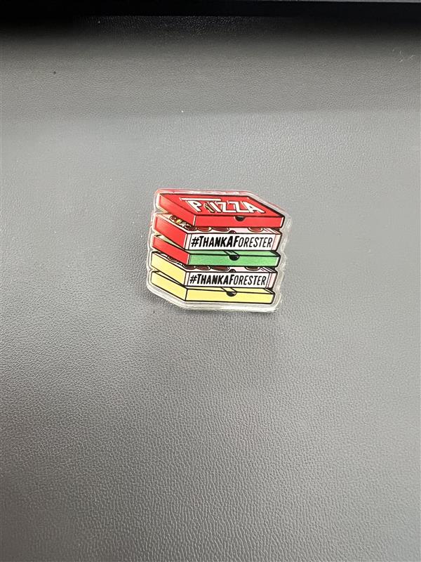 #ThankAForester Pizza Box Pin