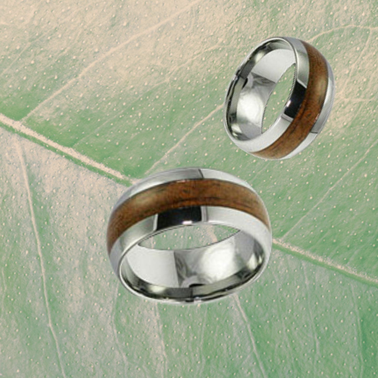 Silver and Wood-Inlay Foresters Ring